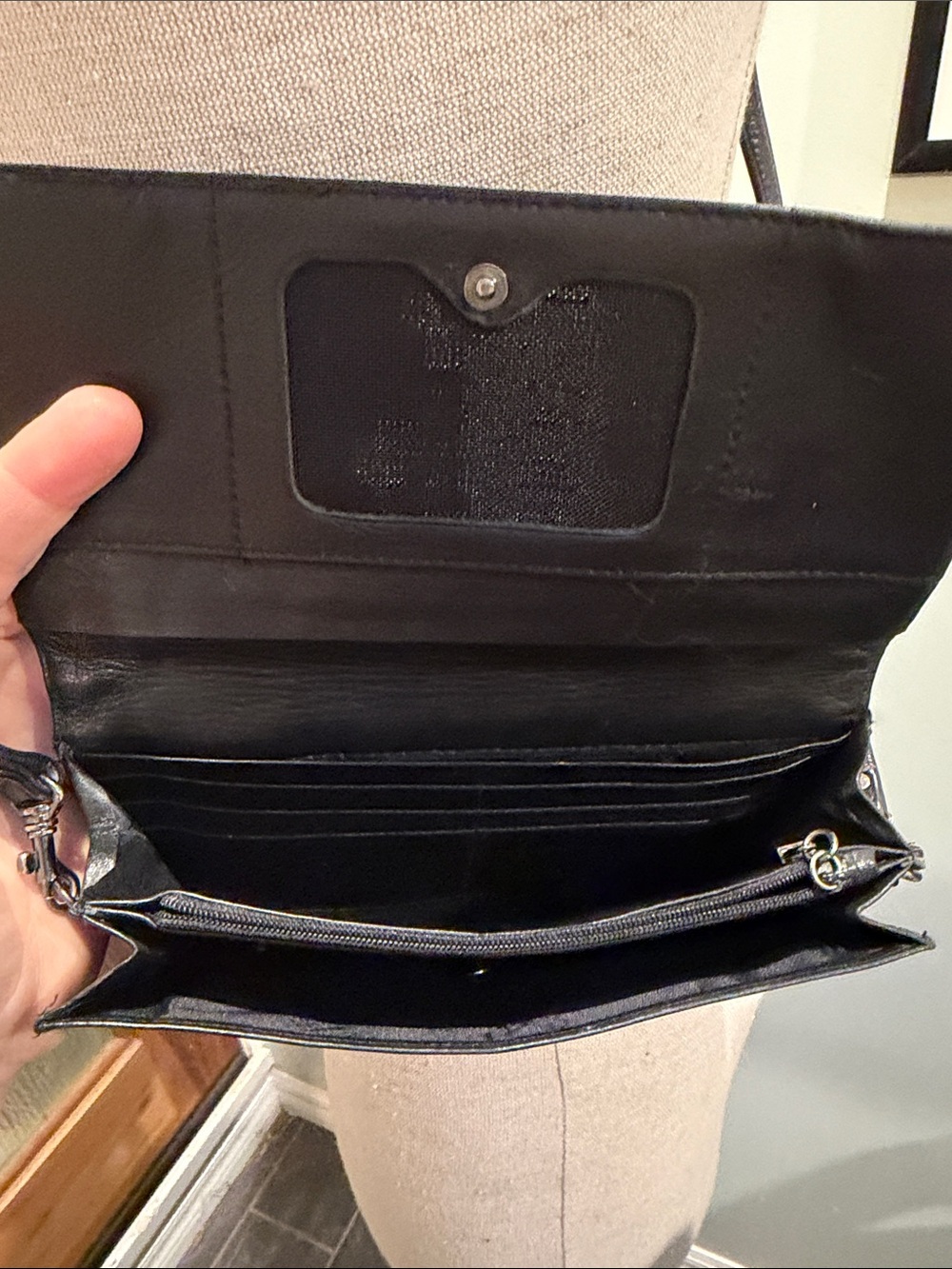 Perlina Black Leather Crossbody Bag with Metal Logo Plaque - Picture 10 of 15